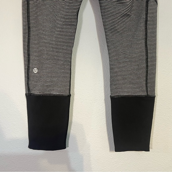 Lululemon Rebel Runner Crop Mini Pop Stripe Heathered Slate Black Size 8 - Picture 13 of 16